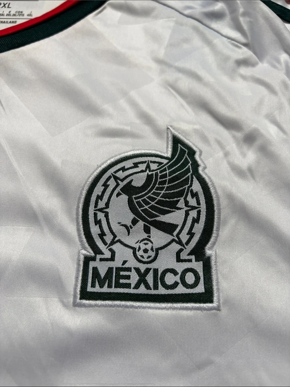 adidas White Mexico Soccer Jersey with Red and Black Trim